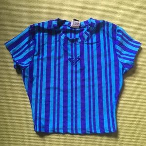 Roxy blue striped rash guard size S
